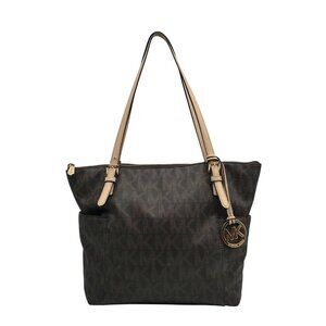 Michael Kors Brown Coated Canvas Jet Set East West Tote Bag